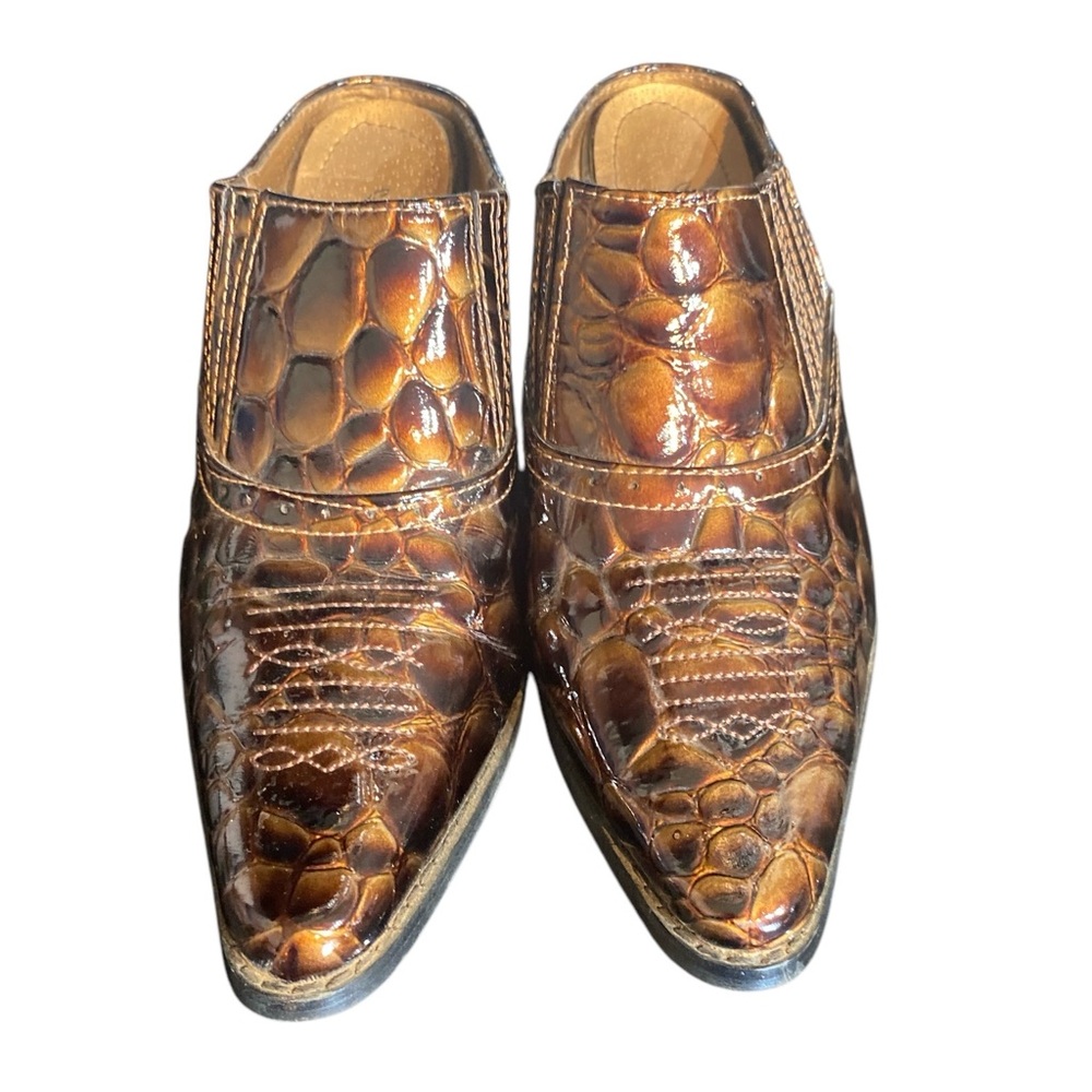 Corkys Brown Faux Crocodile Mule Shoes- Women’s Size 7